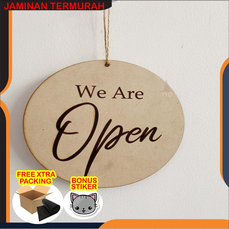 Grosir Sign Open Closed Kayu / Signage Kayu Open Closed / papan open close - READY Keren