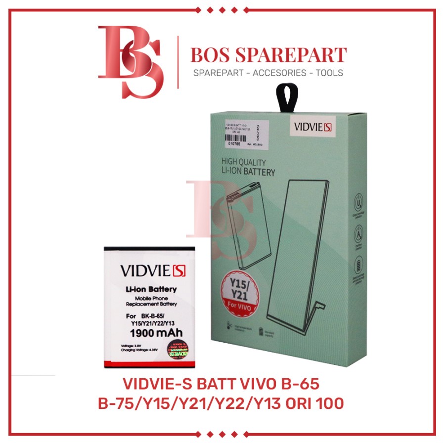 VIDVIE-S BATERAI VIVO B-65 / B-75 / Y15 / Y21 / Y22 / Y13 ORI 100 / BATTERY / BATRE