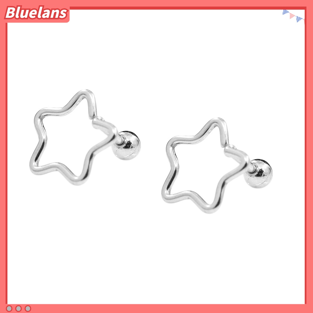 Anting Stud Tindik Tulang Rawan Telinga Bentuk Bintang Bahan Stainless Steel