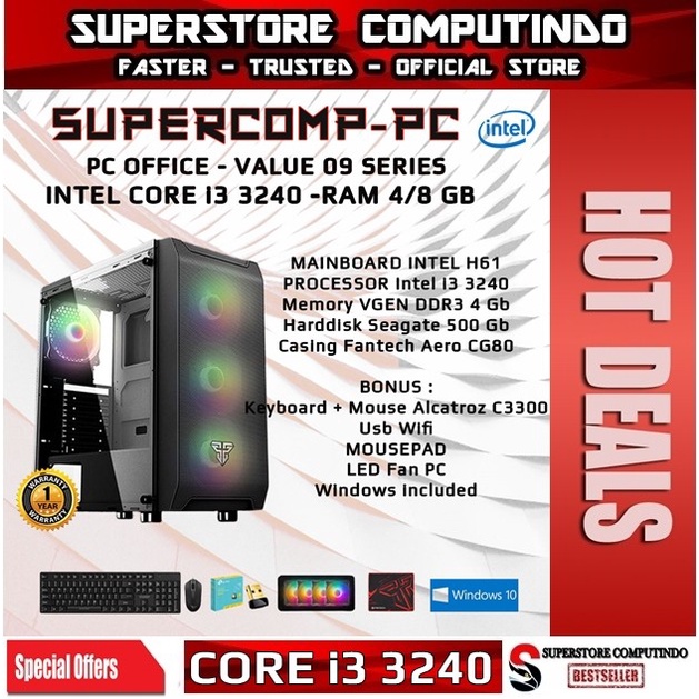 PC Rakitan Office Intel Core i3-RAM 4/8GB-Value 09 Series-Siap Pakai