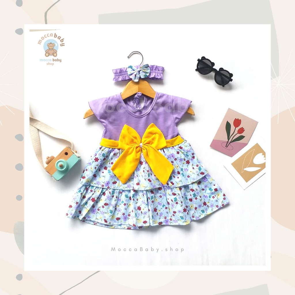 MBSS - (EXCLUSIVE ON MOCCABABY ) Dress Bayi Motif Animal Lucu Baju Bayi Perempuan / QIU2 RIBBON FLOWER