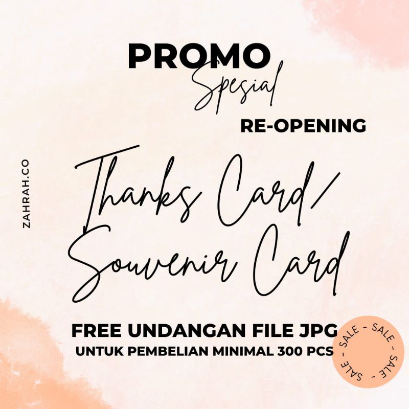 Souvenir Thanks Card Pernikahan Bonus undangan