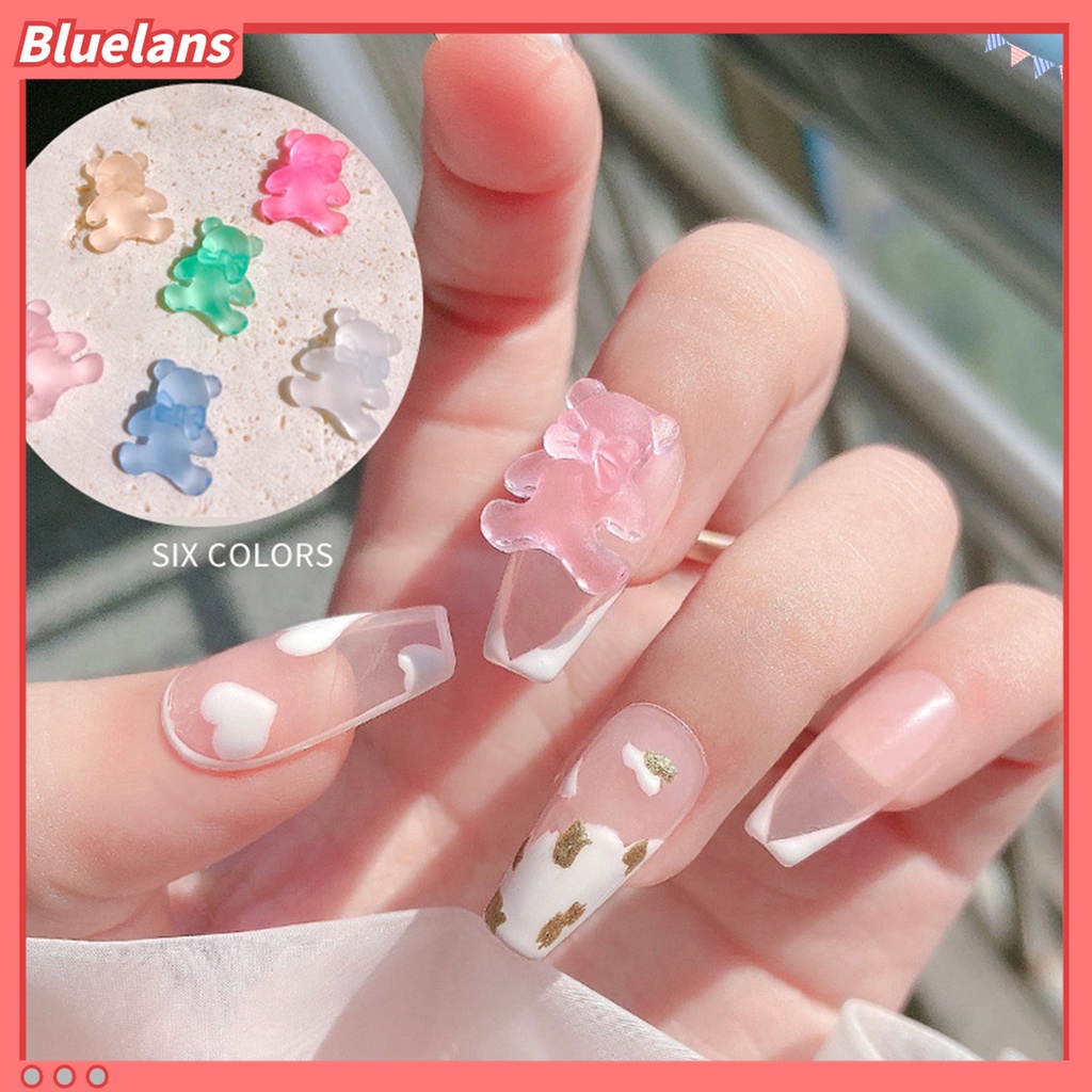 (In Stock) Kacamata Hitam Lensa Warna Warni ♡30pcs / Set Ornamen Kuku UV Gel Bentuk Beruang Untuk Aksesoris Manicure Wanita
