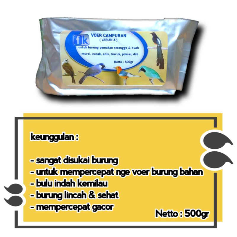 Voer Campuran A (burung pemakan serangga & buah)