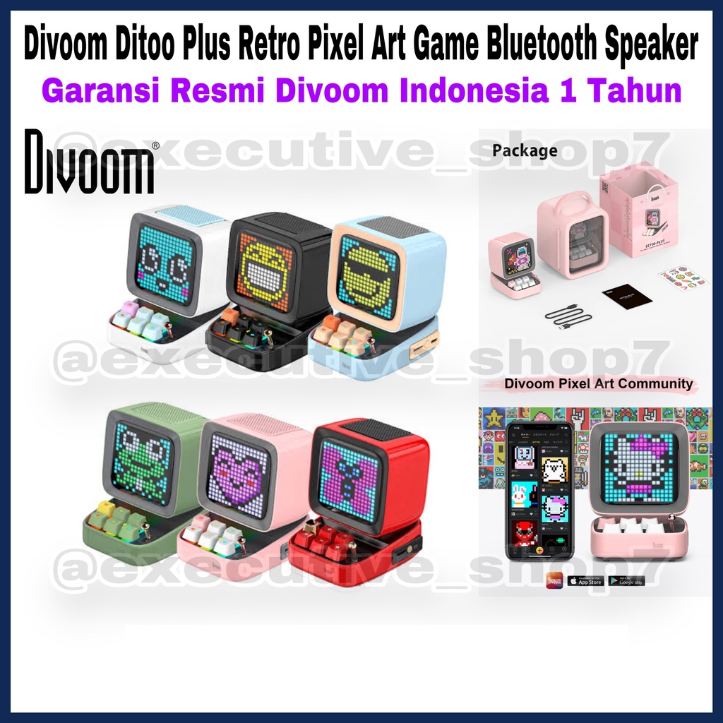 Divoom Ditoo Plus Retro Pixel Art Game Bluetooth Speaker - Garansi Resmi Divoom Indonesia 1 Tahun