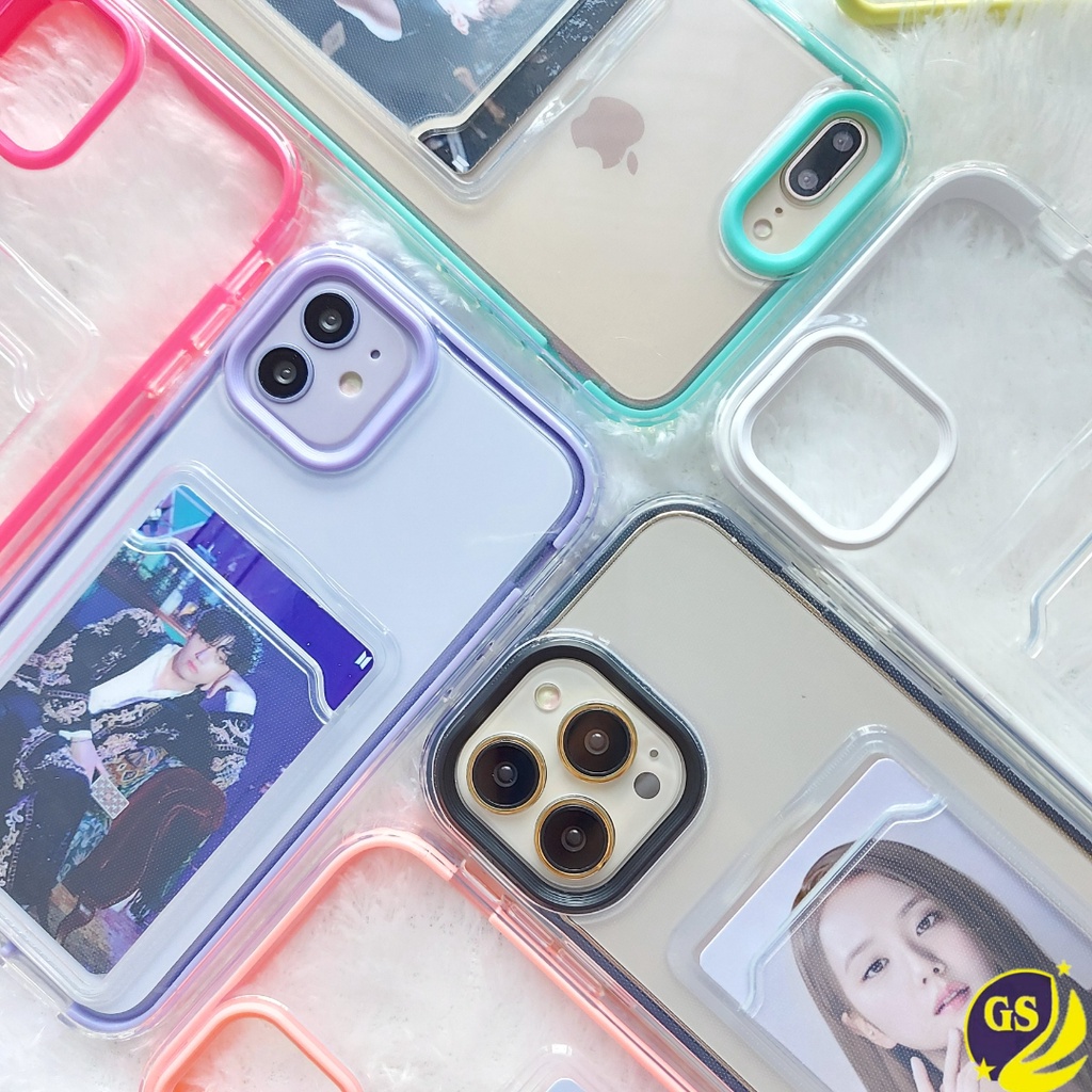 IPHONE 11 11 PRO 11 PRO MAX / IPHONE X XS XR XS MAX / IPHONE 6 6S 6G 7 8 PLUS 6+ 6S+ 7+ 8+ CLEAR CASE 3 IN 1 SLOT CARD HOLDER POCKET 2 LAYERS