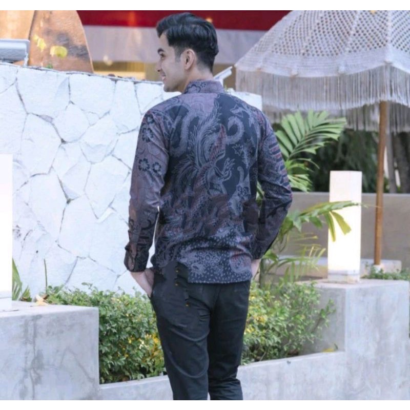 BATIK BOLO DEWO Motif Prabowo Hem Atasan Kemeja Baju Batik Pria Lengan Panjang