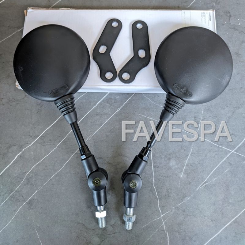 SPION BULAT HITAM VESPA PX NPX KOMPLIT BRACKET