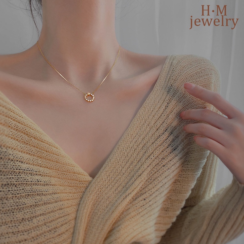 Kalung Rantai Sterling Silver 925 Dengan Liontin Bintang + Zircon AAA Untuk Wanita 2022