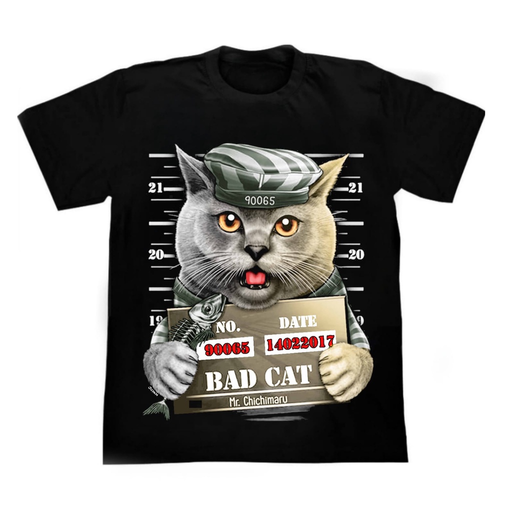 Kaos Distro Pria Motif Gambar Bad Cat / Kaos Pria Lengan Pendek / Shalch Trendy