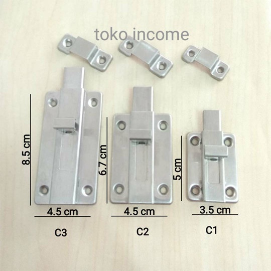 Grendel Slot Kotak Stainless Steel Pintu Lemari Kamar Mandi Minimalis
