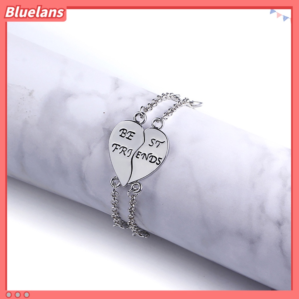 Bluelans 2Pcs Best Friends Heart Joint Pattern Bracelets Bangle Friendship Jewelry Gift