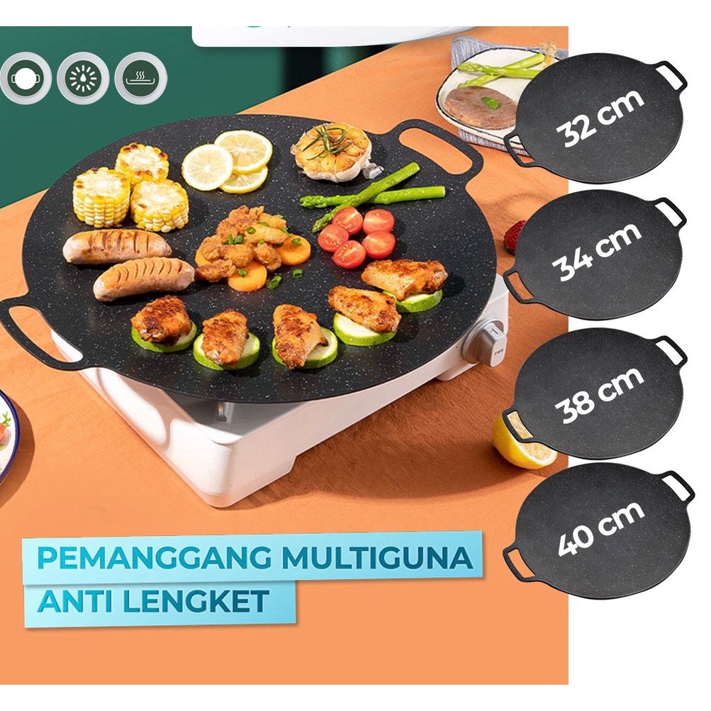 Alat pemanggang / Tempat pemanggang bulat BBQ Piring pemanggang diameter 34CM