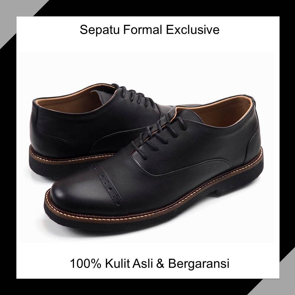 Sepatu kulit laki laki dewasa - Sepatu Formal REYLMAN JAZZ 02 Black Series RLM
