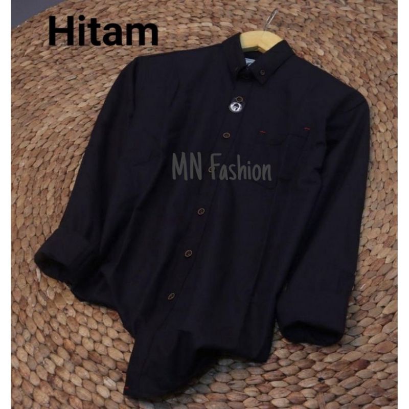 kemeja Hitam Putih Lengan Panjang Pria Termurah Kemeja Slimfit Baju Formal Baju Kantor Kemeja M L XL