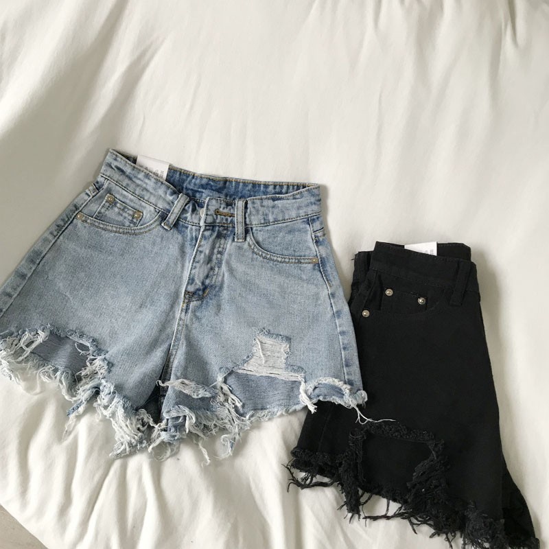 Jeans Korean Style Wanita Streetwear Pants Hot pants Celana pendek wanita dewasa Jeans Celana short wanita celana jeans cewek kekinian sobek Celana jeans sobek wanita ripped jeans wanita cewek celana ootd wanita jumbo 3XL short pants wanita