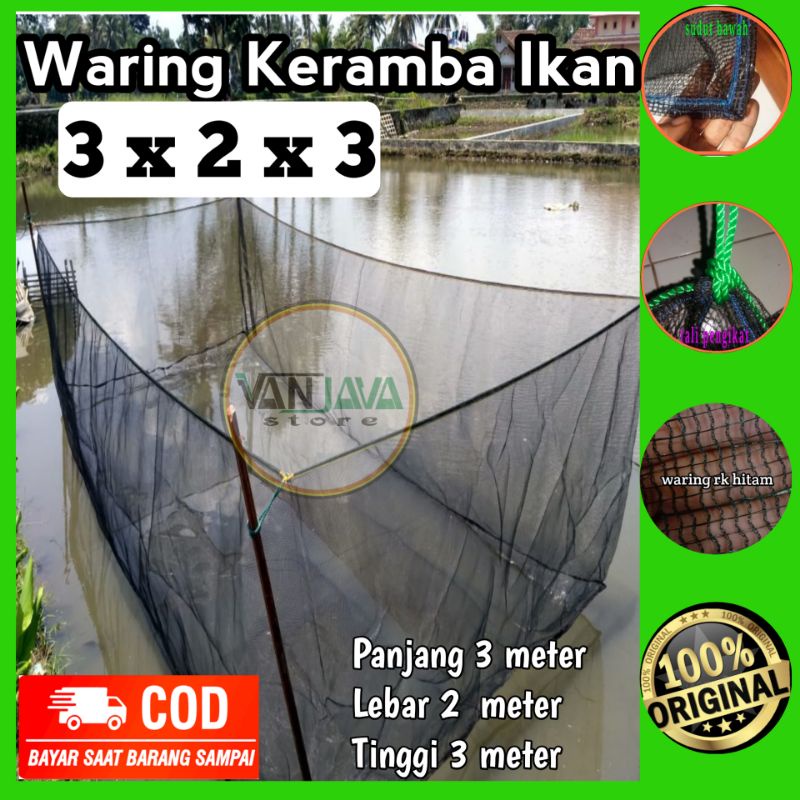 jaring ikan 3x2x3 keramba karamba kerambah ikan nila gurame waring kotak ikan