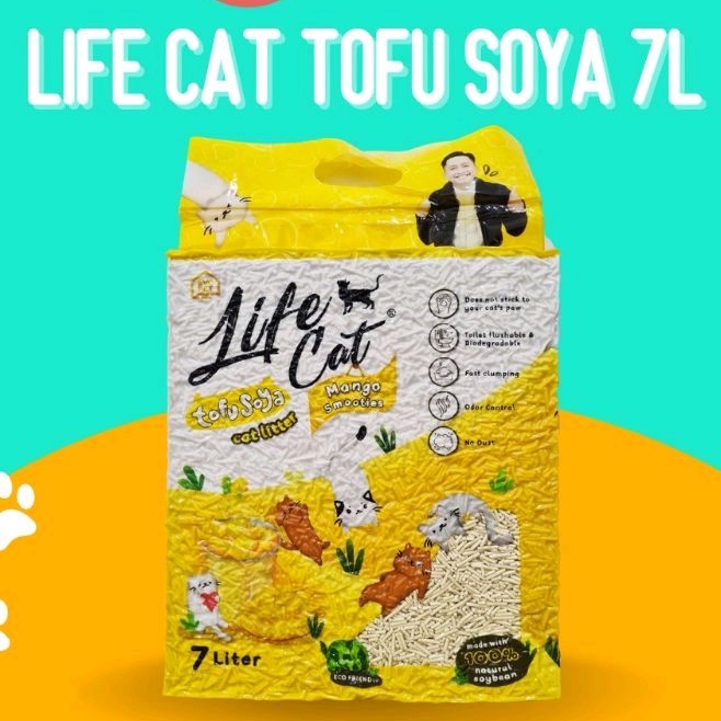 Life Cat Tofu Soya Pasir Kucing Gumpal Wangi 7 Liter aroma mango