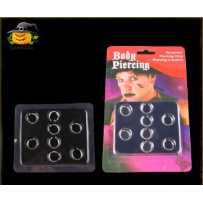 8 pcs fake body clip piercing earing anting tindik palsu mainan hidung mulut klip halloween cosplay