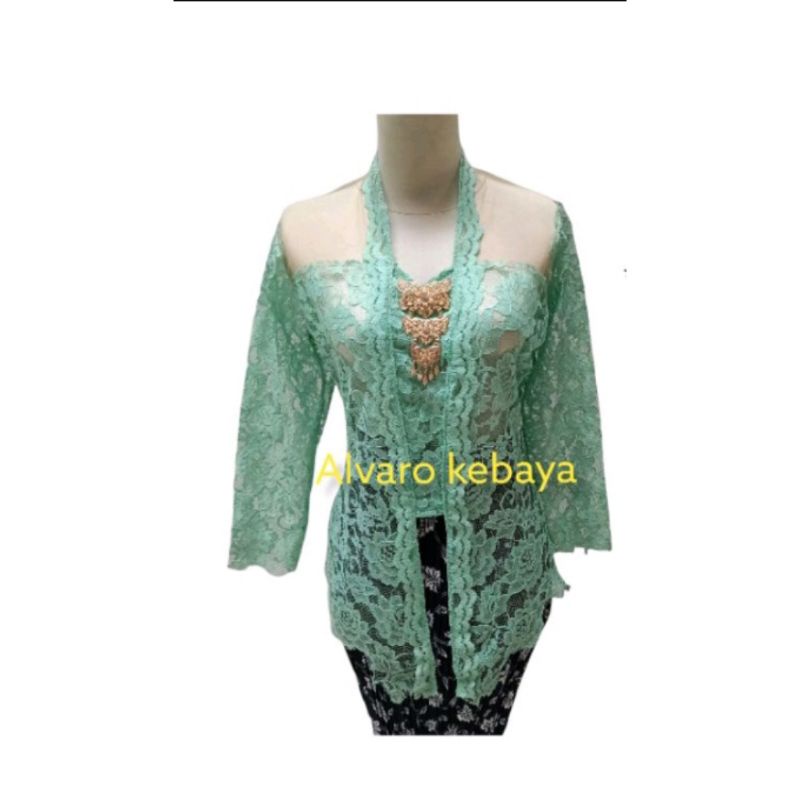 atasan kebaya modern brokat cantik set kutubaru brukat hijau mint biru langit rok plisket ready stock