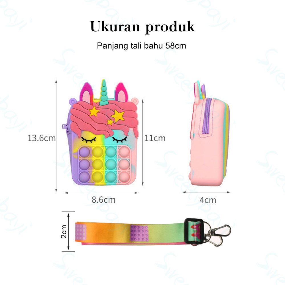 SweetyBayi Tas anak pop it lucu Dompet import Tas slempang anak perempuan Karakter Pop it jelly