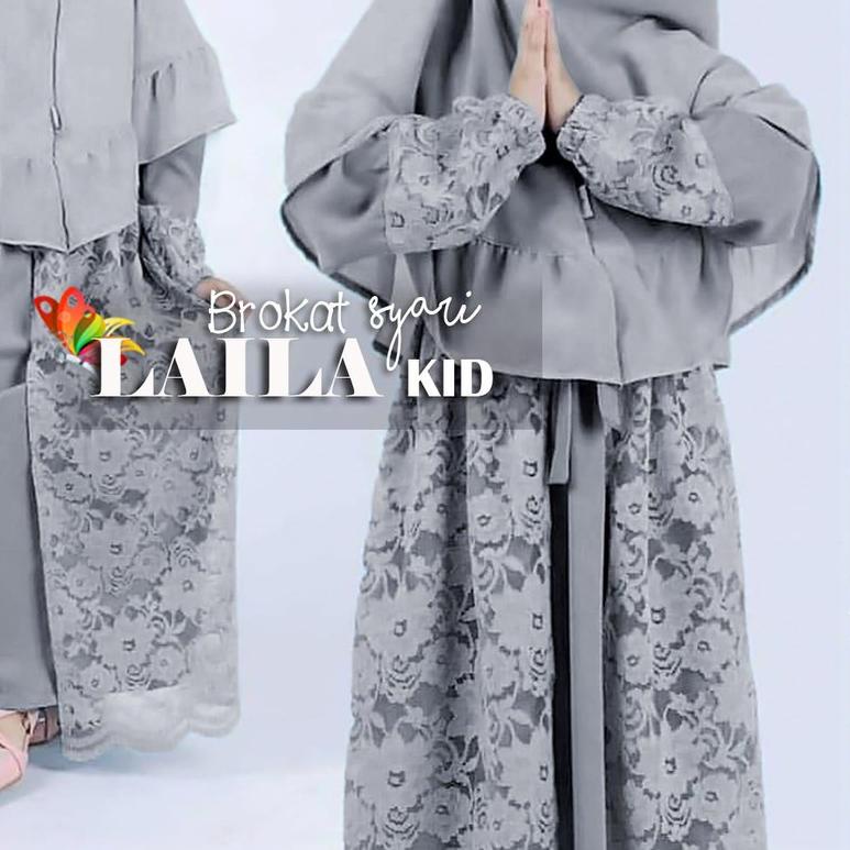 KID GAMIS SYARI BRUKAT LAILA | SETELAN DRESS MUSLIM DAN BERGO ANAK PEREMPUAN TANGGUNG MOSCREPE POLOS
