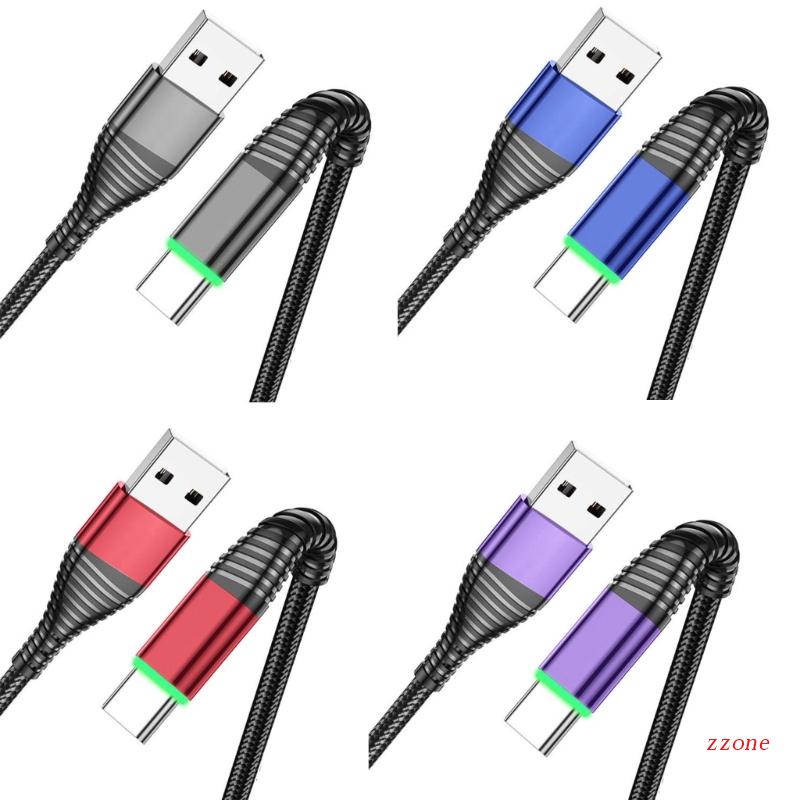 Zzz Kabel Data / Charger Micro USB 3A Fast Charging Dengan Lampu LED Untuk Handphone / Tablet