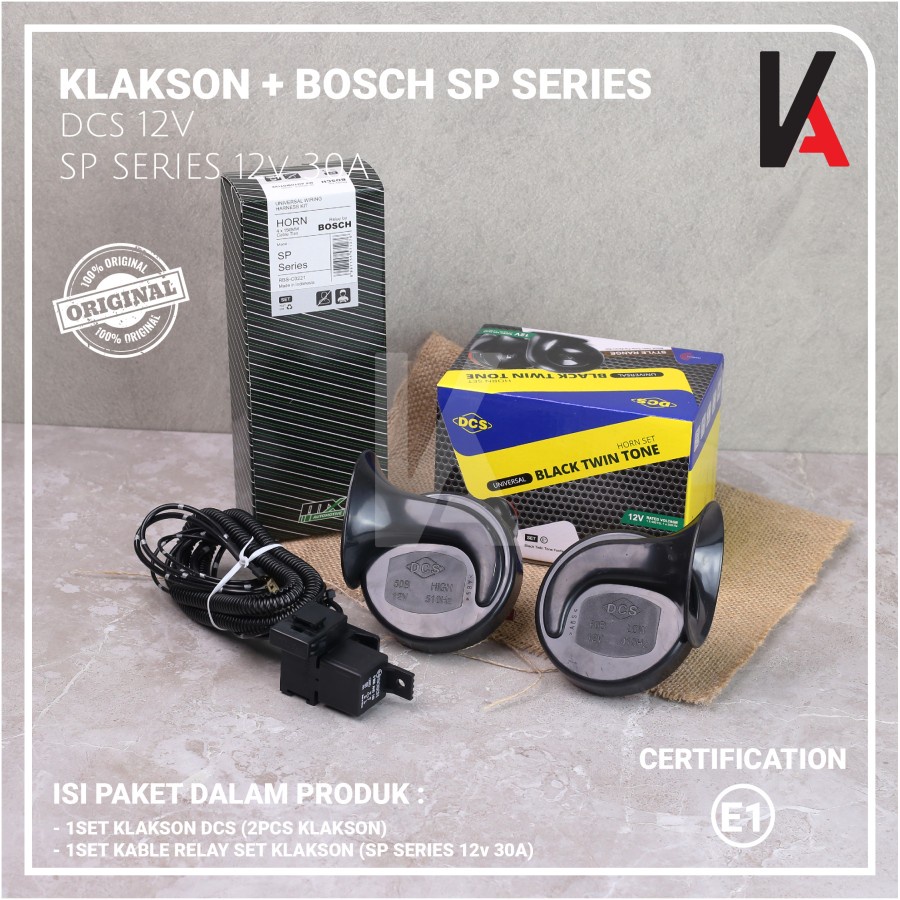 KLAKSON KEONG DCS BLACK TWIN TONE MOBIL MOTOR DENGAN KABEL RELAY SET