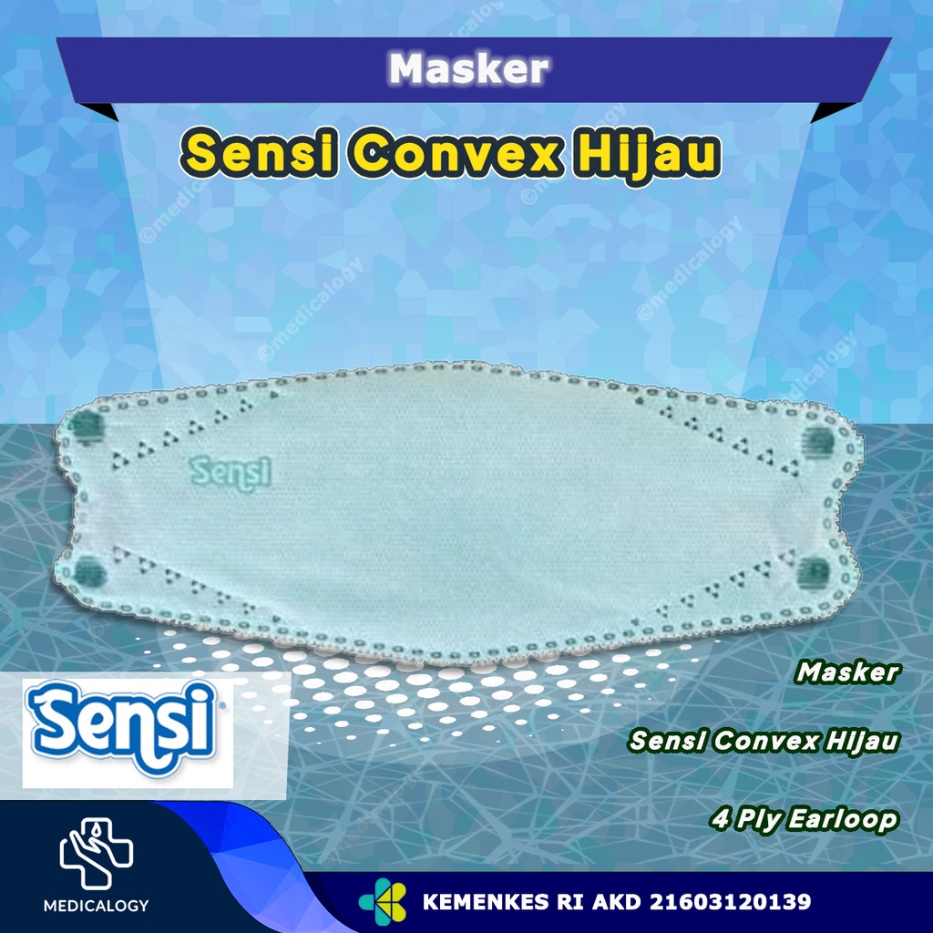 Sensi Masker Sensi Convex Masker Wajah Hijau isi 20 Masker Sensi Convex