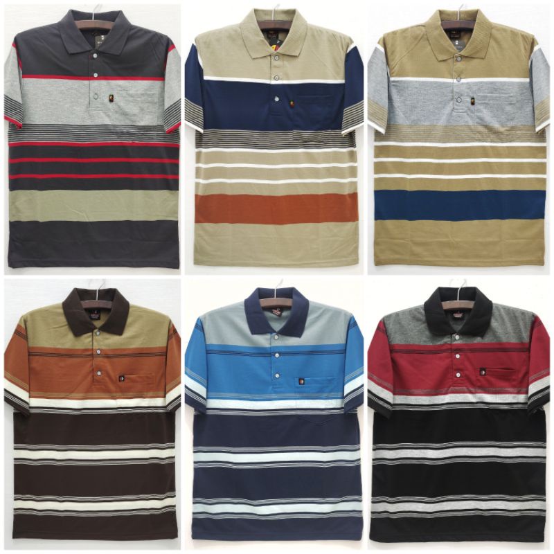 Kaos Kerah Salur saku  Pria Dewasa Lengan Pendek Afada allsize XL