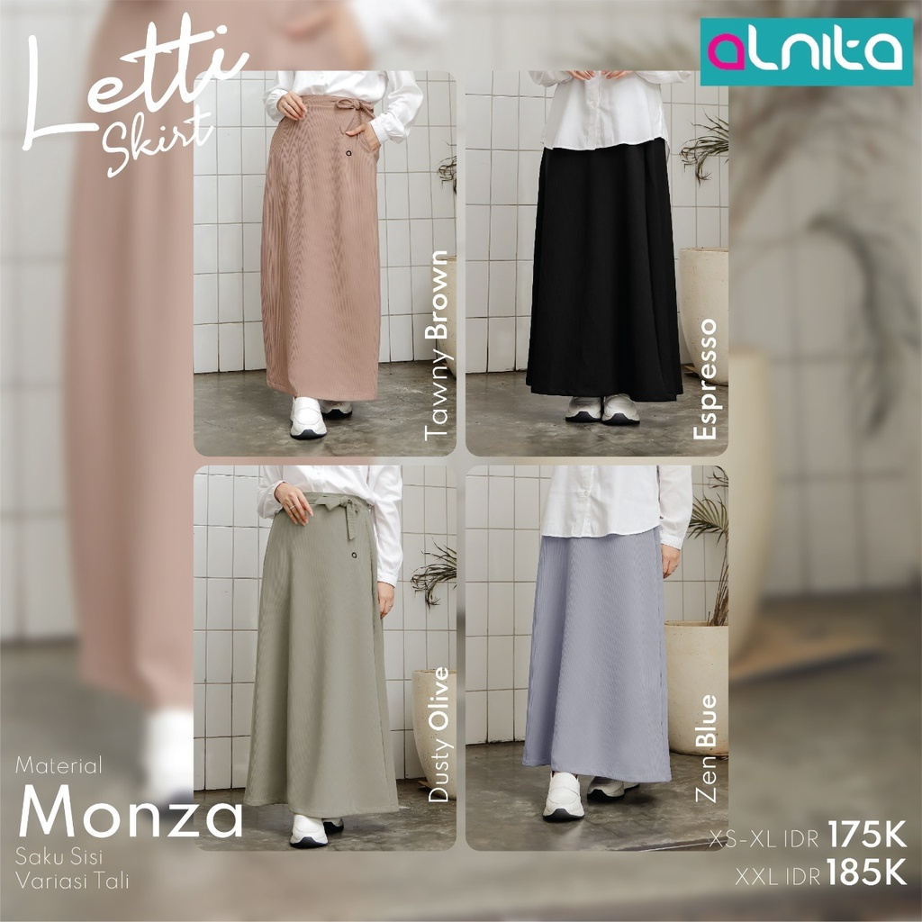 Alnita LETTI SKIRT Bahan Monza Bawahan Wanita Simpel Polos Koleksi Terbaru by Alnita bisa COD