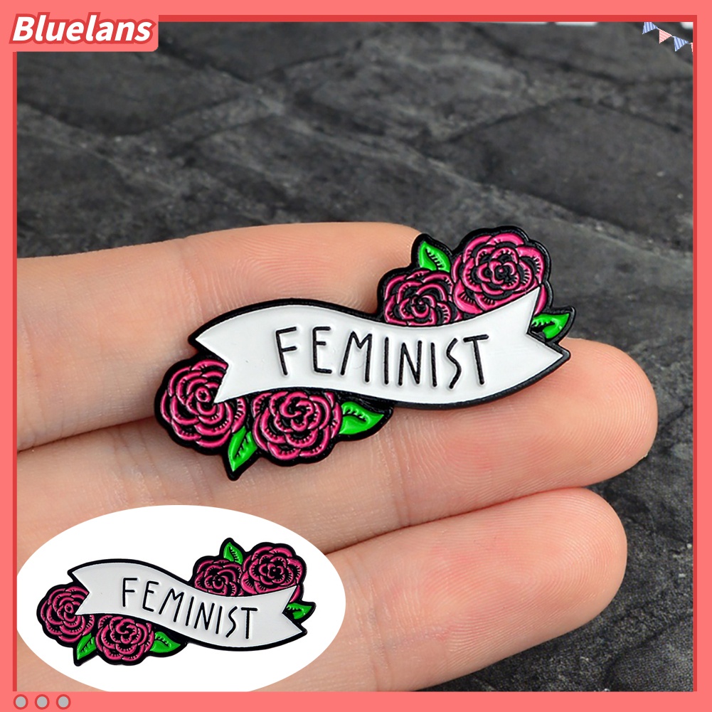 Bros Pin Enamel Desain Bunga Feminist Untuk Dekorasi Jaket Syal