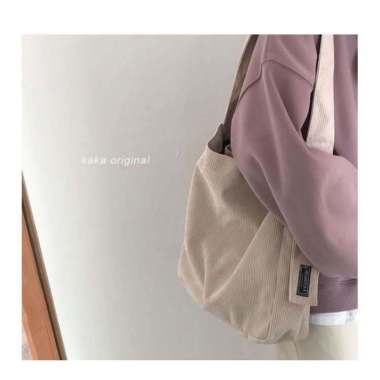 tas euck tas webe original tas uniqlo nylon tas sling bag wanita besar tas bahu wanita besar sear ✆✓✇2023 musim gugur dan musim dingin baru tas kanvas retro korduroi tas bahu tas kelas siswa berkapasitas besar all-match messenger bag