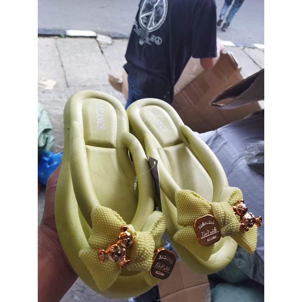 Sandal Jepit perempuan karet jelly balance 2024 (36-41) sandal jepit motif pita korean Style terbaru/sandal bangkok
