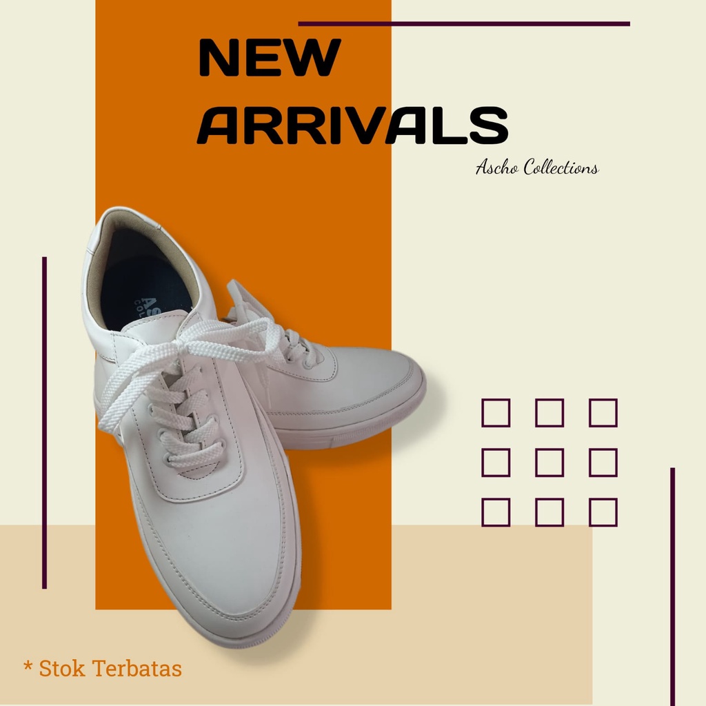 sneakers pria wanita terbaru//sepatu pria dan wanita murah//sepatu ascho full white