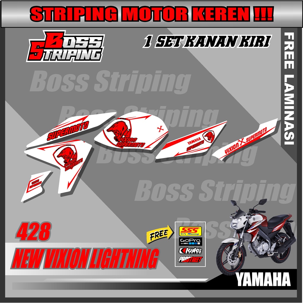 Striping Sticker Vixion NVL Variasi Desain Supermoto semi Full Body