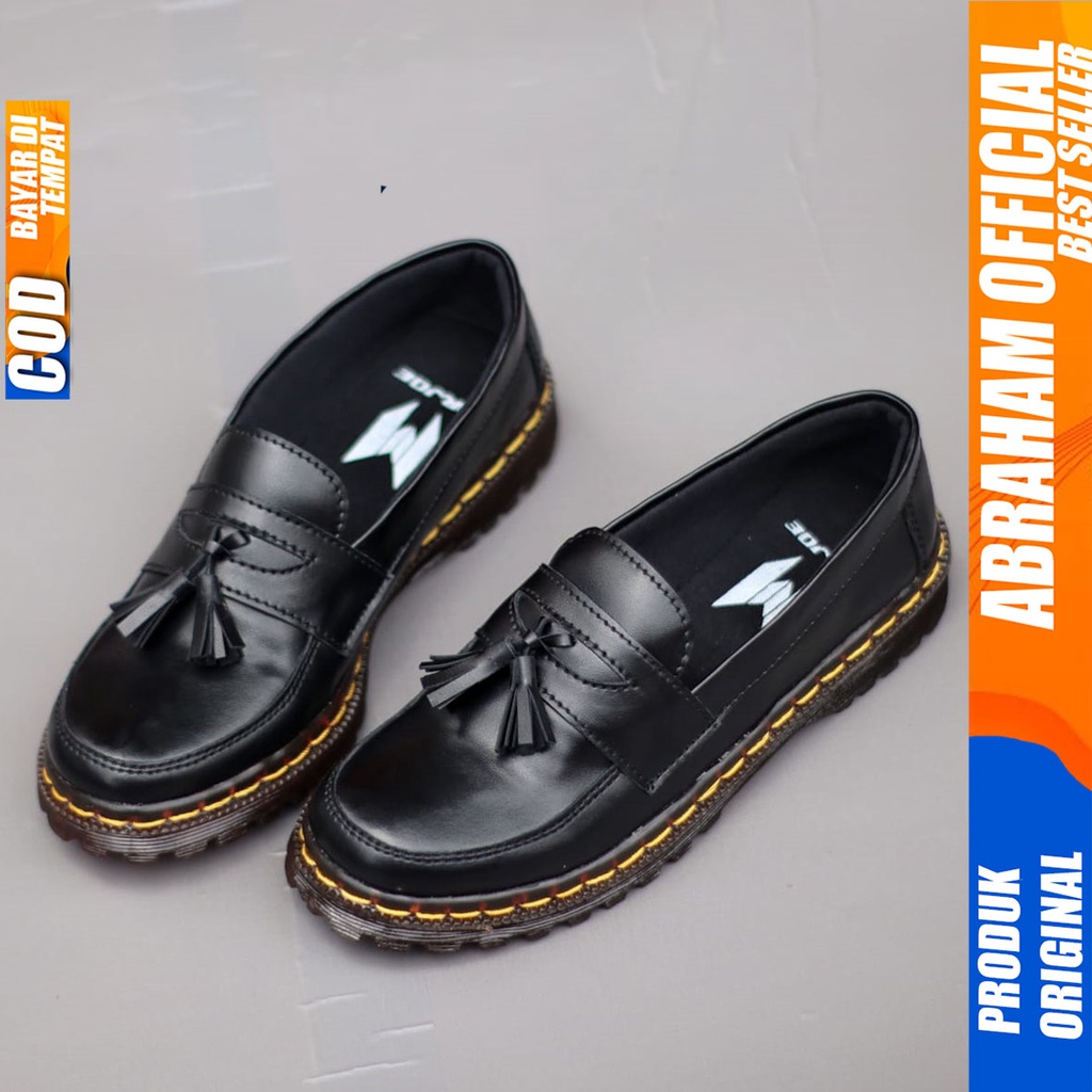 Sepatu Docmart Wanita Loafers Hitam Kekinian Abraham Nurmie