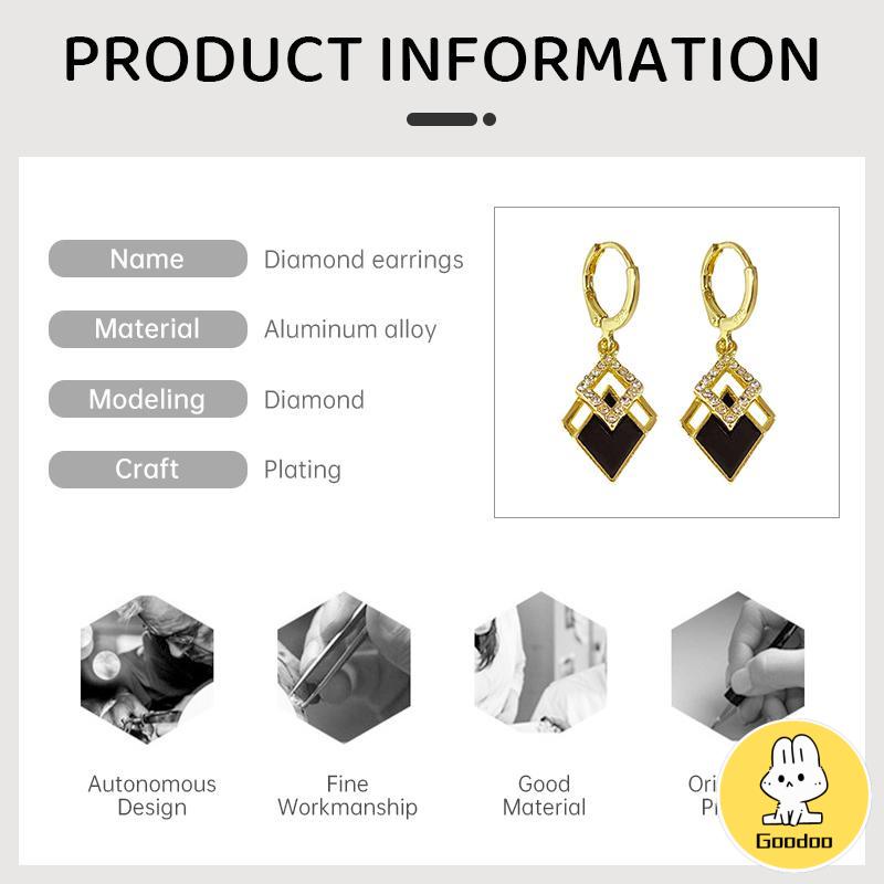 Anting titanium Berlian Rhombus bentuk minyak Drop anting Cinta modis anting-anting High-end wanita -Doo