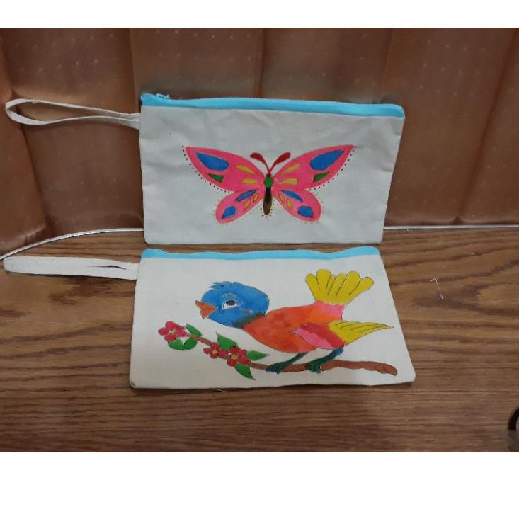 

옷 Dompet kanvas lukis, cat kain, kuas Best