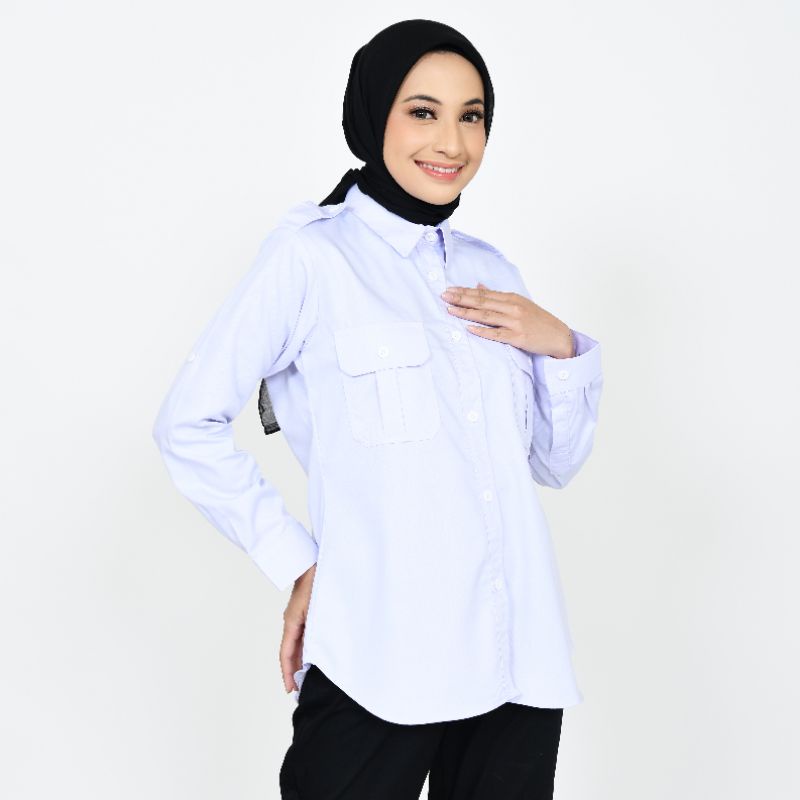 pakaian Seragam perempuan/uniform putih tangan panjang/baju dinas putih wanita murah terbaru/seragam kerja pdh dan pdl Cocok sesuai kebutuhan