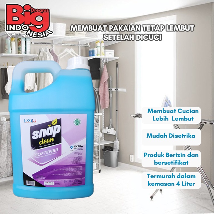 Softener Pewangi Pelembut Pakaian Snap Clean 4 Liter