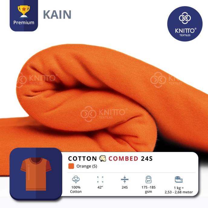 KAIN COTTON COMBED 24S ORANGE (BAHAN KAOS)