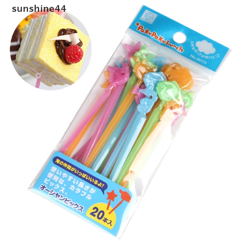 Sunshine 1 Set Garpu Buah / Kue / Snack / Dessert Bentuk Kartun Untuk Dekorasi Bento