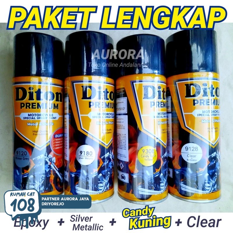 

PAKET Diton Premium Candy Tone Yellow 9308 Kuning Candytone / Cat Semprot Pilok Pylox Pilox Kenditon Transparan