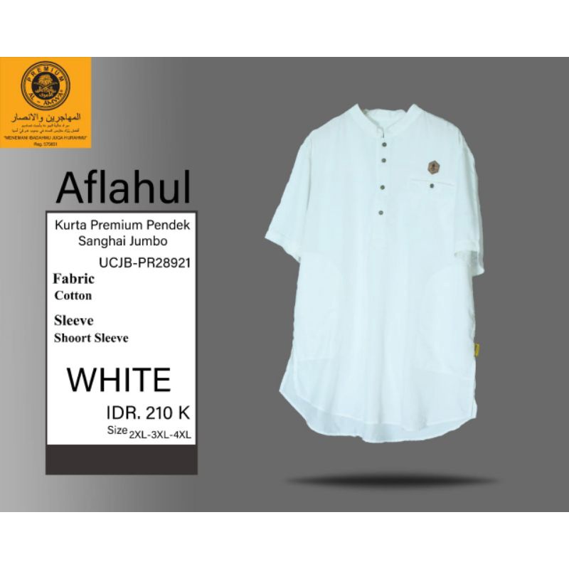 kurta al amwa jumbo putih lengan pendek size XXL-XXXL-XXXXL