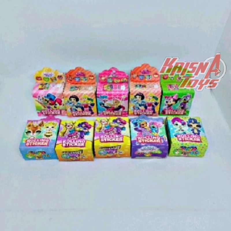 STICKER GULUNG/ROLLING STAMP STICKER/STICKER MAINAN KARAKTER LUCU ISI 10pcs/pack