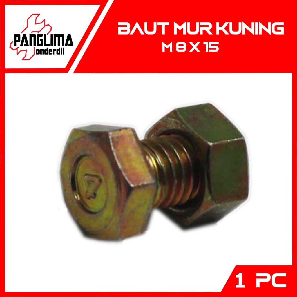 Baut Mur Kuning M8x15-M 8 x 15-M8-8x15 Baud Nut