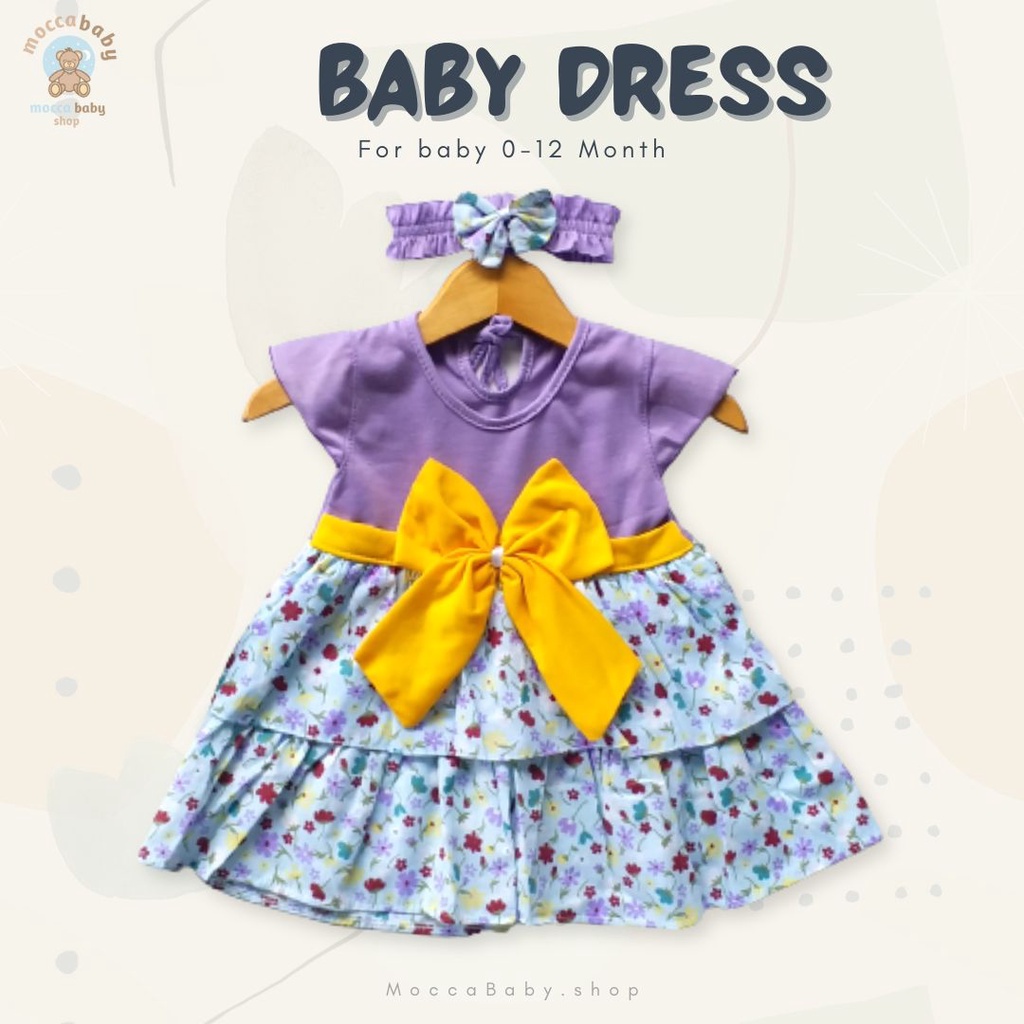 MBSS - (EXCLUSIVE ON MOCCABABY ) Dress Bayi Motif Animal Lucu Baju Bayi Perempuan / QIU2 RIBBON FLOWER