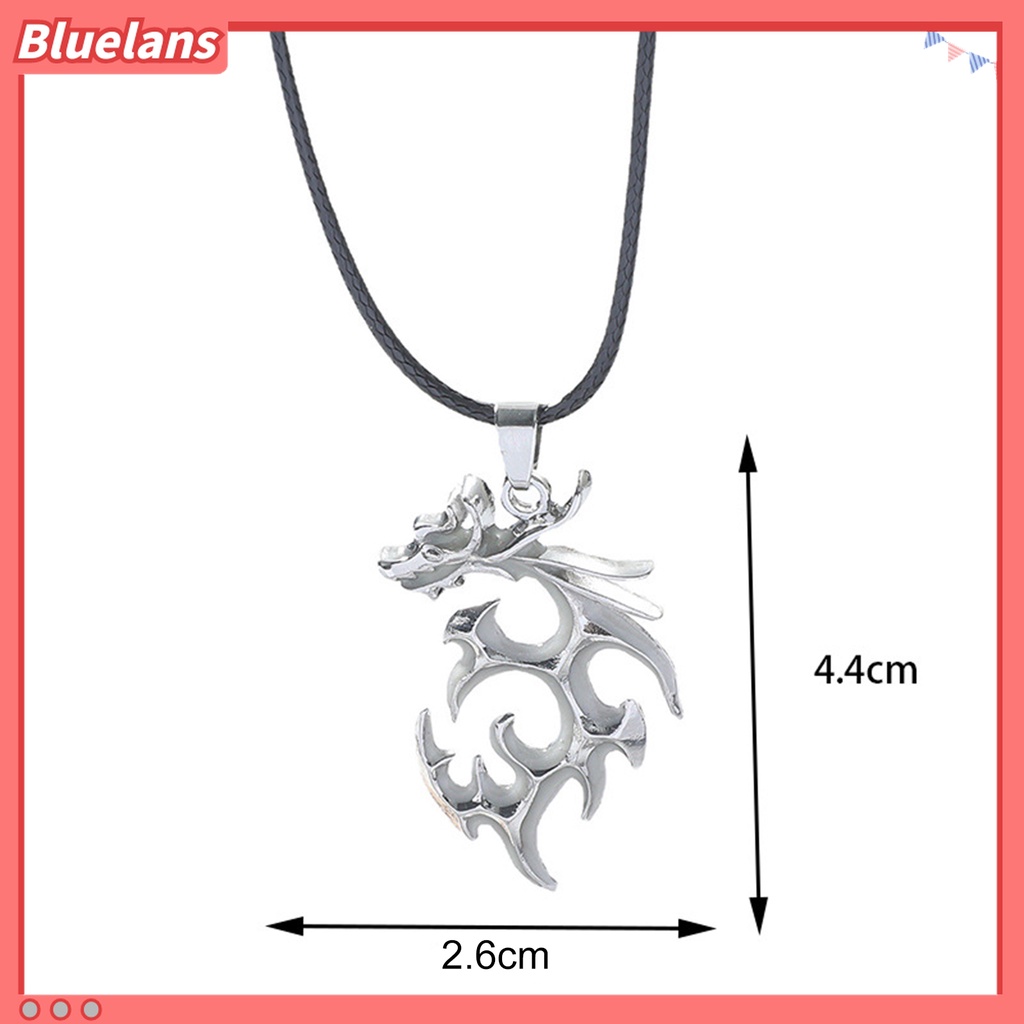 Kalung Liontin Naga Fluorescent Bahan Alloy Warna Silver Untuk Hadiah