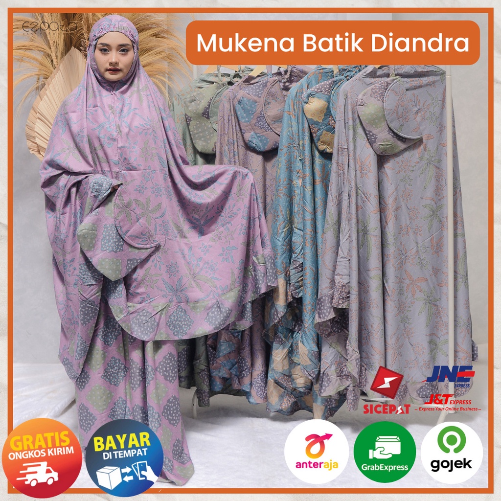 Mukena Bali Batik Diandra Rayon Premium Super Jumbo Free Tas Mukena Cantik Terbaru 2021